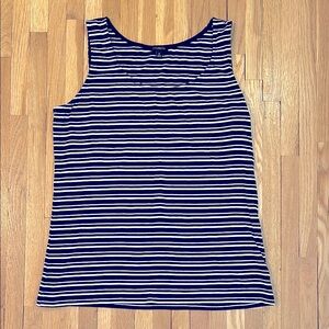 Talbots. Navy and White Striped Tank Top